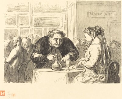 Bij het Buffet van de Tentoonstelling der Schone Kunsten door Etienne after Honoré Daumier