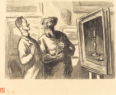 Een Realist vindt altijd een realist die hem bewondert door Etienne after Honoré Daumier