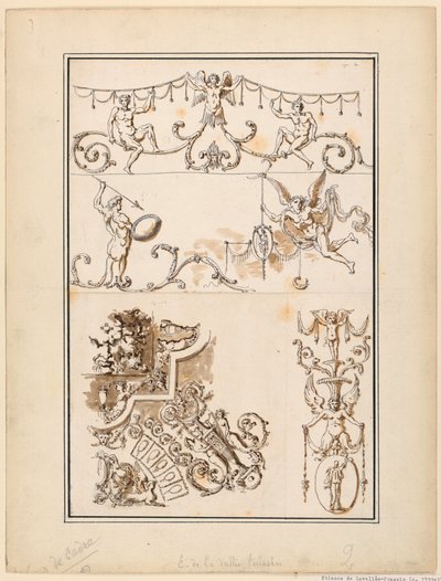 Vijf motieven voor decoratieve arabesken door Etienne de Lavallee Poussin