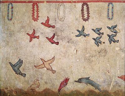 Een vogelvlucht (detail van fresco, 530 v.Chr.) door Etruscan