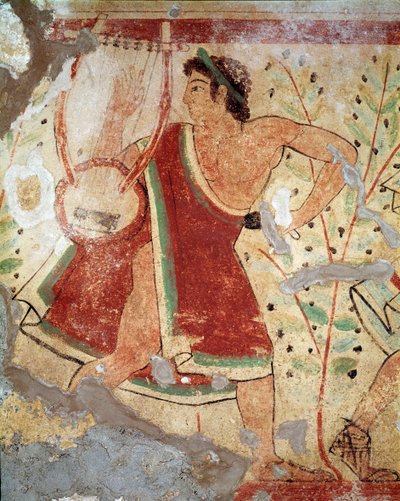 Een lier speler (Fresco, 520 v.Chr.) door Etruscan