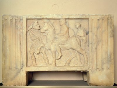 Albasten urn met de overledene rijdend naar de Onderwereld, 9e-1e eeuw v.Chr. door Etruscan