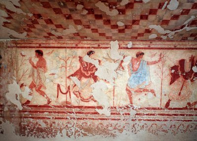 Dansers en muzikanten tijdens een banket door Etruscan