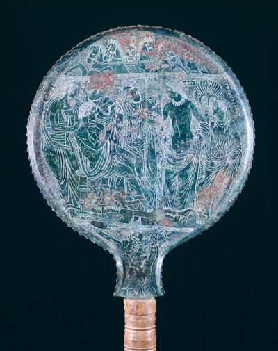 Gegraveerde bronzen spiegel, uit Todi (Umbrië) door Etruscan