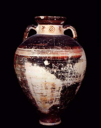 Etruskische beschaving: attic-amfoor van het type SOS, uit Cerveteri, necropolis van Monte Abatone, Italië - 675-625 v.Chr. door Etruscan