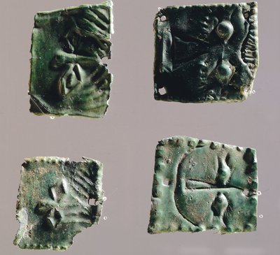 Ex-voto in bronzen plaat met ogen. Artefacten uit het heiligdom van Reithia Este (Venetië). Etruskische beschaving, 5e-4e eeuw v.Chr. door Etruscan
