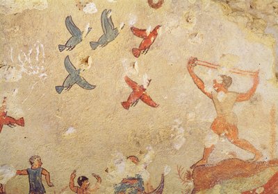 Vogeljager, uit het graf van Jagen en Vissen, c.520-10 v.Chr. door Etruscan