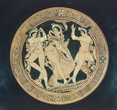 Kylix (detail). Roodfigurige keramiek. Etruskische beschaving, 5e-4e eeuw v.Chr. door Etruscan