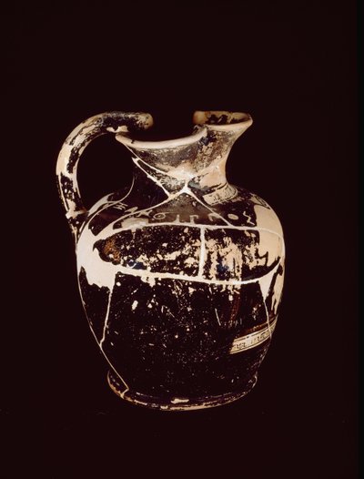 Oenochoe met inscriptie xanthippos. Uit het graf 709 van Valle Trebbia, 5e eeuw v.Chr. door Etruscan