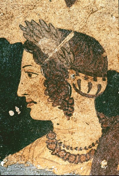 Portret van Velia Spurinna (detail) Fresco, 4e eeuw voor Christus door Etruscan