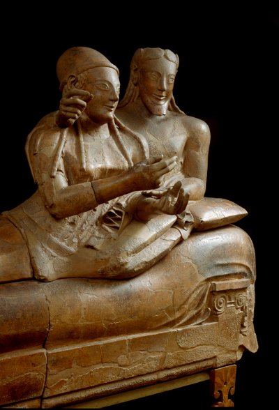 Sarcophagus van de bruiden. Gesneden groep terracotta uit Cerveteri, 6e eeuw v.Chr. door Etruscan