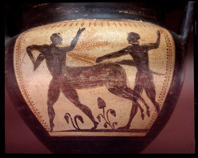 Terracotta krater met voorstelling van centauromachie, eind 6e eeuw v.Chr. door Etruscan