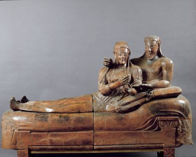 De bruiden (gebeeldhouwde groep) (terracotta sarcofaag uit Cerveteri, 6e eeuw v.Chr.) door Etruscan
