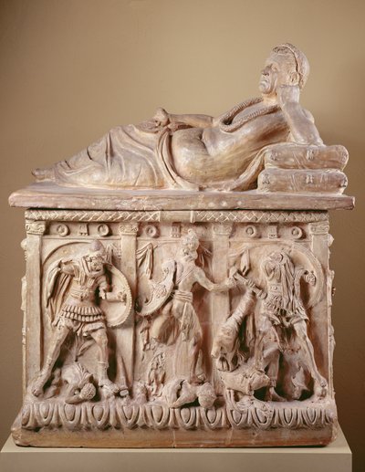 Cineraire urn, 2e eeuw v.Chr. door Etruscan Etruscan