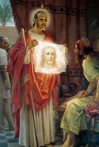 Sint Judas Thaddeus met Koning Abgar van Edessa door Ettore Ballerini