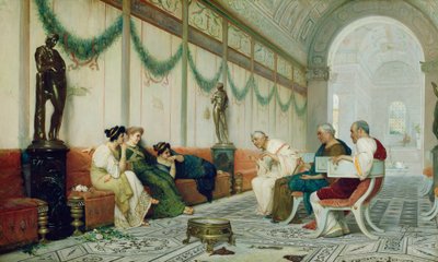 Interieur van Romeins Gebouw met Figuren, ca. 1880 door Ettore Forti
