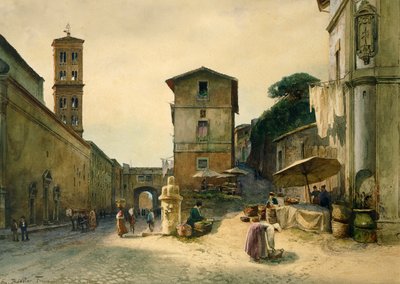 Via dei Penitenzieri in Rome, uit de serie Roma sparita (Verdwenen Rome) door Ettore Roesler Franz