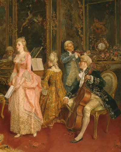 Concert ten tijde van Mozart, 1853 (detail) door Ettore Simonetti