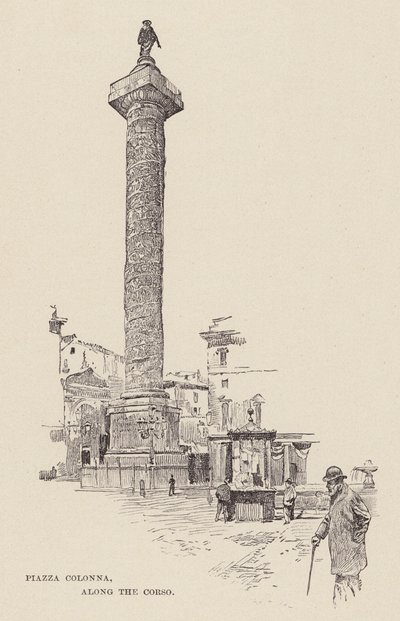 Piazza Colonna, langs de Corso door Ettore Tito