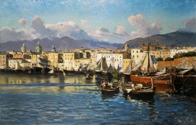 Oude haven van Palermo door Ettore de Maria Bergler