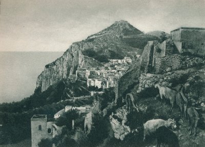 Uitzicht op de zee met Monte Solaro, Capri, Italië, 1927 door Eugen Poppel
