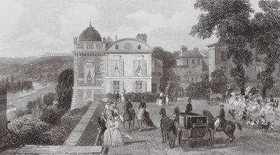 Saint Germain, Het Café, Paviljoen van Hendrik IV (gravure) door Eugene Louis (after) Lami