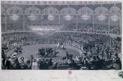 Paardenshow in Franconi circus, Champs Elysees, Parijs, Eugene Louis Lami, gegraveerd door Charles Mottram uit Zomer en Winter in Parijs door Eugene Louis Lami