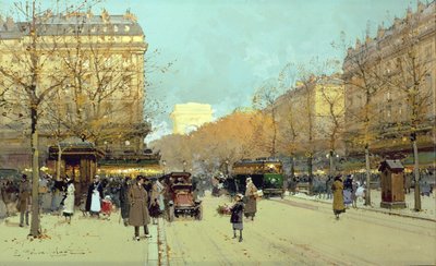 Boulevard Haussmann, in Parijs door Eugene Galien Laloue