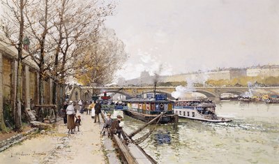 Aken op de Seine door Eugene Galien Laloue