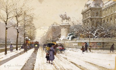 Parijs in de Winter door Eugene Galien Laloue