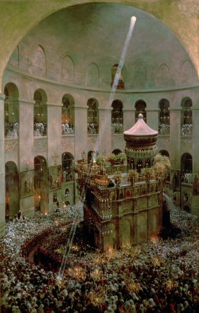 De Heilig Grafkerk, Jeruzalem: Fetes de Flambeaux door Eugene Alexis Girardet