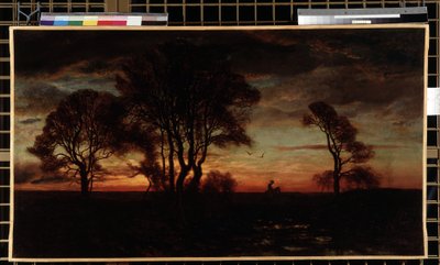Avondgloed of ondergaande zon door Eugene Antoine Samuel Lavieille