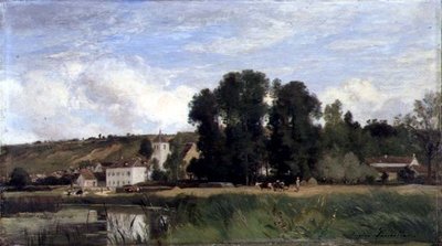 Aan de oevers van de Seine bij Levy door Eugene Antoine Samuel Lavieille