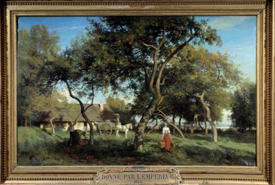 Appels plukken in Normandië in 1865 door Eugene Antoine Samuel Lavieille
