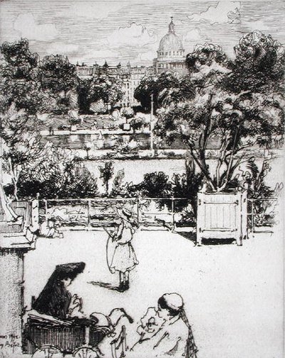 Parijse park, uit Du Ier au XXeme: Les Arondissements de Paris..., gepubliceerd 1903 door Eugene Bejot