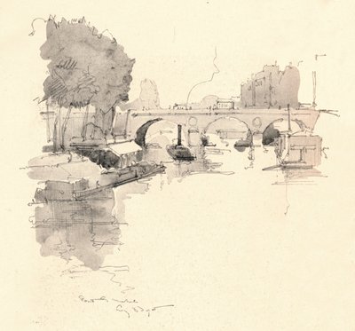 De Pont St Michel, 1915 door Eugene Bejot