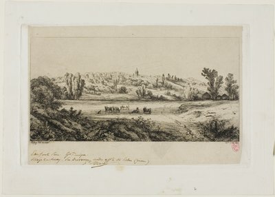 Uitzicht op het dorp Limay door Eugene Bléry