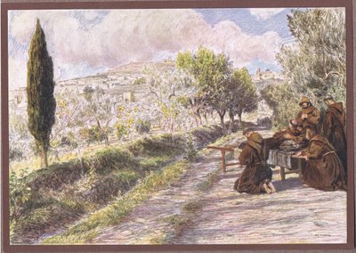 Sint Franciscus zegent de stad Assisi door Eugene Burnand