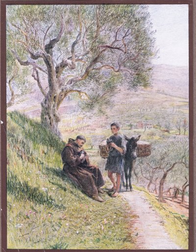 Sint Franciscus temt de wilde tortelduiven door Eugene Burnand