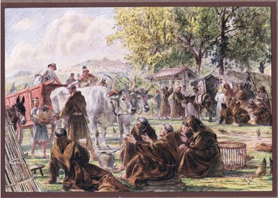 Het kapittel van Sint Maria van de Engelen bij Assisi door Eugene Burnand