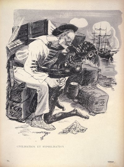 Civilisation et Syphilisation, p. 1863 gegraveerd door Grandjouan uit L