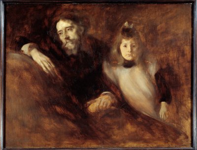 Alphonse Daudet en zijn dochter. Schilderij door Eugène Carrière door Eugène Carrière
