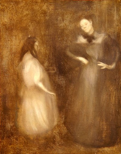 Moeder en dochter, de vioolles door Eugène Carrière