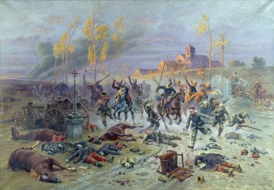 De Aanval van Franse Soldaten bij de Slag om de Marne, 8 of 9 september 1914, 1915 door Eugene Chaperon