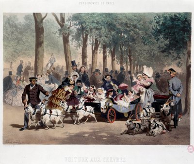 Wandeling met de auto in de Tuilerieëntuin in Parijs in de 19e eeuw door Eugene Charles Francois Guerard
