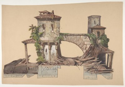 Ontwerp voor een decorontwerp in de Opéra, Parijs door Eugene Ciceri