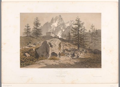 Landschap met wandelaars en zicht op de Aiguille des Grands Charmoz door Eugene Ciceri