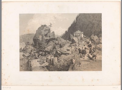 Reizigers op de pas van de Tête Noire tussen Martigny en Chamonix door Eugene Ciceri