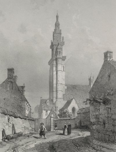 Reizen door het pittoreske en romantische oude Frankrijk. Bretagne: Kerk van Roscoff door Eugene Ciceri