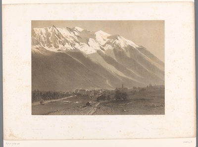 Zicht op Chamonix aan de voet van de Mont Blanc door Eugene Ciceri